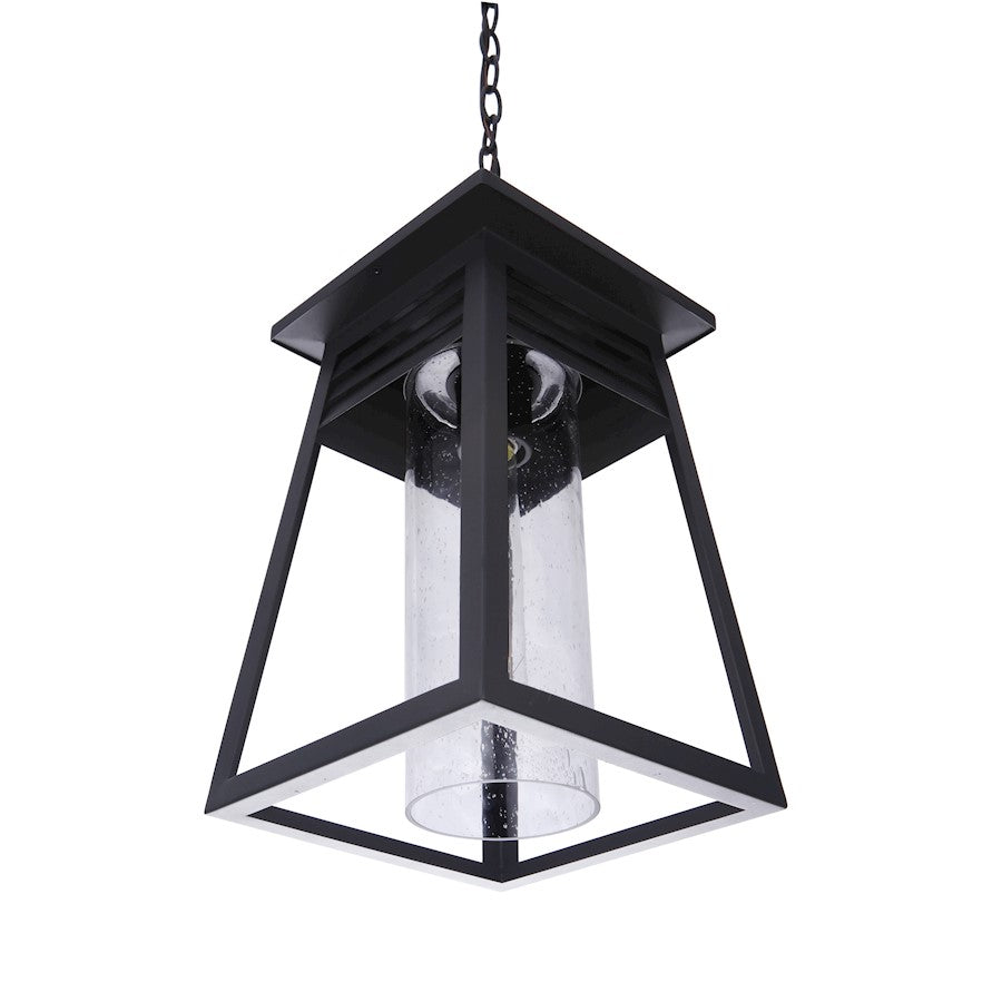 1 Light Large Outdoor Pendant Textured Matte Black