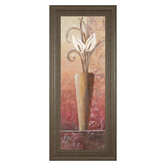 Classy Living Elegant Vase Bloom Wall Art 18x42in | Traditional Tranquil Ash Frame with Real Glass | Living Room & Bedroom Botanical Decor | Model 1029