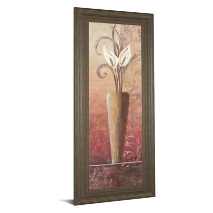 Classy Living Elegant Vase Bloom Wall Art 18x42in | Traditional Tranquil Ash Frame with Real Glass | Living Room & Bedroom Botanical Decor | Model 1029