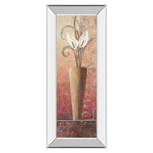 Classy Living Elegant Vase Bloom Wall Art 18x42in | Traditional Botanical with Mirrored Frame | Living Room & Bedroom Vertical Decor | 18 x | Model 1029MF