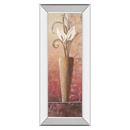 Classy Living Elegant Vase Bloom Wall Art 18x42in | Traditional Botanical with Mirrored Frame | Living Room & Bedroom Vertical Decor | 18 x | Model 1029MF