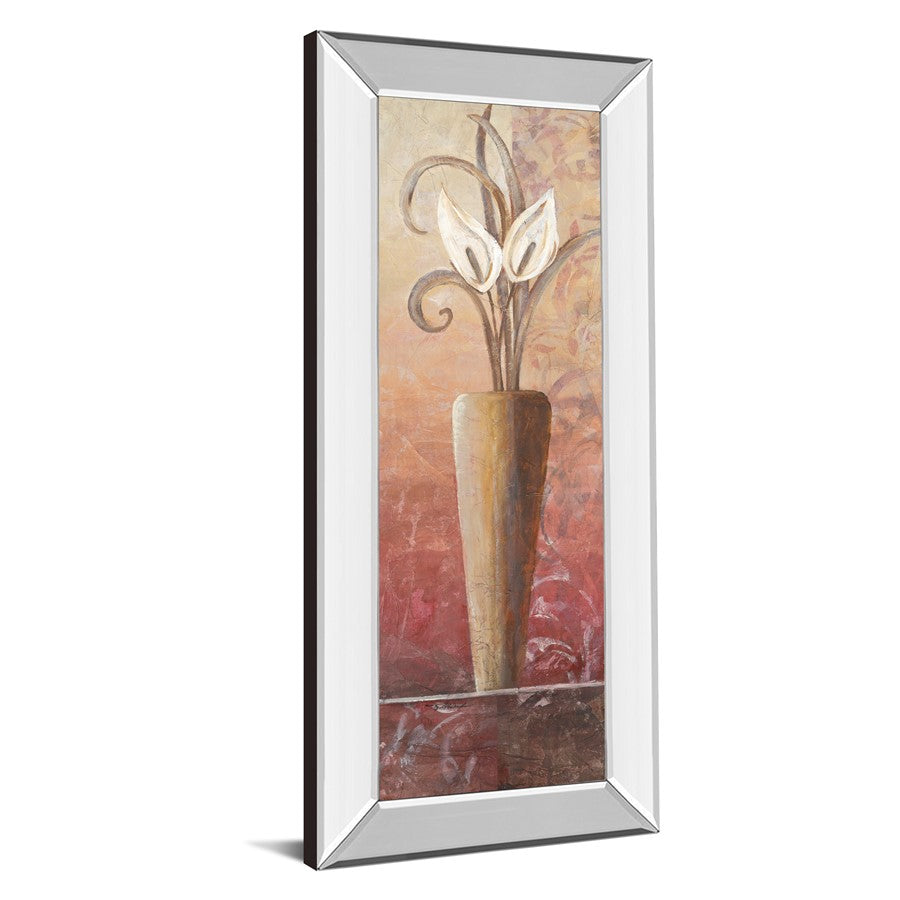 Classy Living Elegant Vase Bloom Wall Art 18x42in | Traditional Botanical with Mirrored Frame | Living Room & Bedroom Vertical Decor | 18 x | Model 1029MF