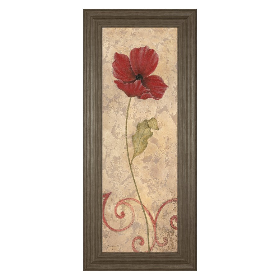 Classy Living Red Bloom Wall Art 18x42in | Contemporary Framed Print with Tranquil Ash MDF Frame | Living Room & Bedroom Botanical Decor | 1 | Model 1041