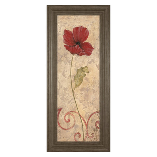 Classy Living Red Bloom Wall Art 18x42in | Contemporary Framed Print with Tranquil Ash MDF Frame | Living Room & Bedroom Botanical Decor | 1 | Model 1041