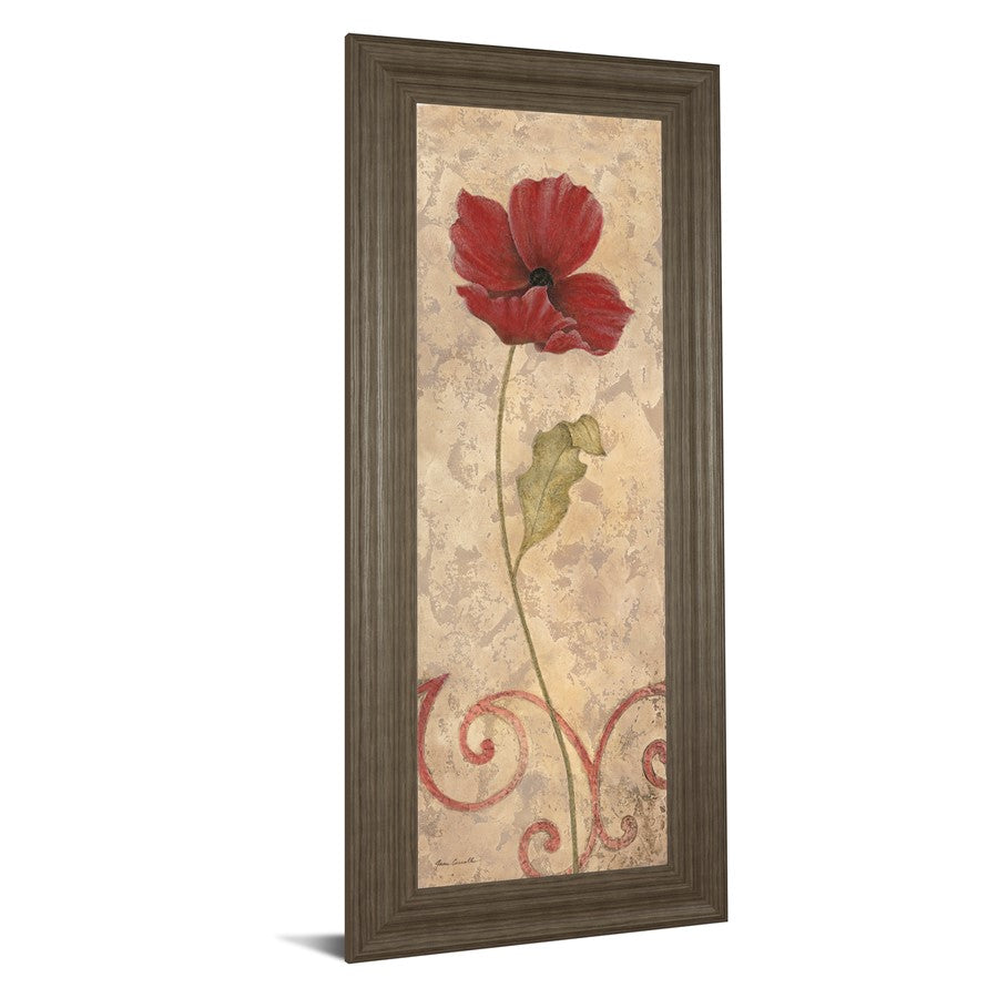 Classy Living Red Bloom Wall Art 18x42in | Contemporary Framed Print with Tranquil Ash MDF Frame | Living Room & Bedroom Botanical Decor | 1 | Model 1041