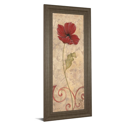Classy Living Red Bloom Wall Art 18x42in | Contemporary Framed Print with Tranquil Ash MDF Frame | Living Room & Bedroom Botanical Decor | 1 | Model 1041