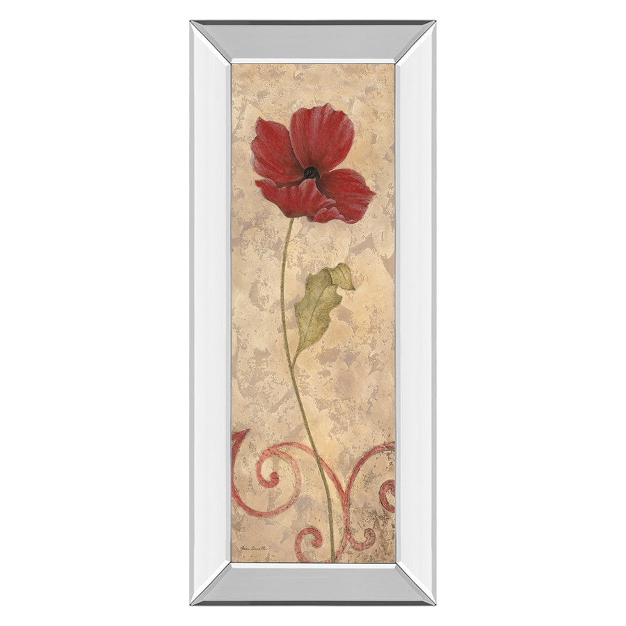 Classy Living Red Bloom 18x42in Wall Art | Contemporary Botanical Print with Mirrored Frame | Living Room & Bedroom Decor | 18 x 42 x 3 in | Model 1041MF