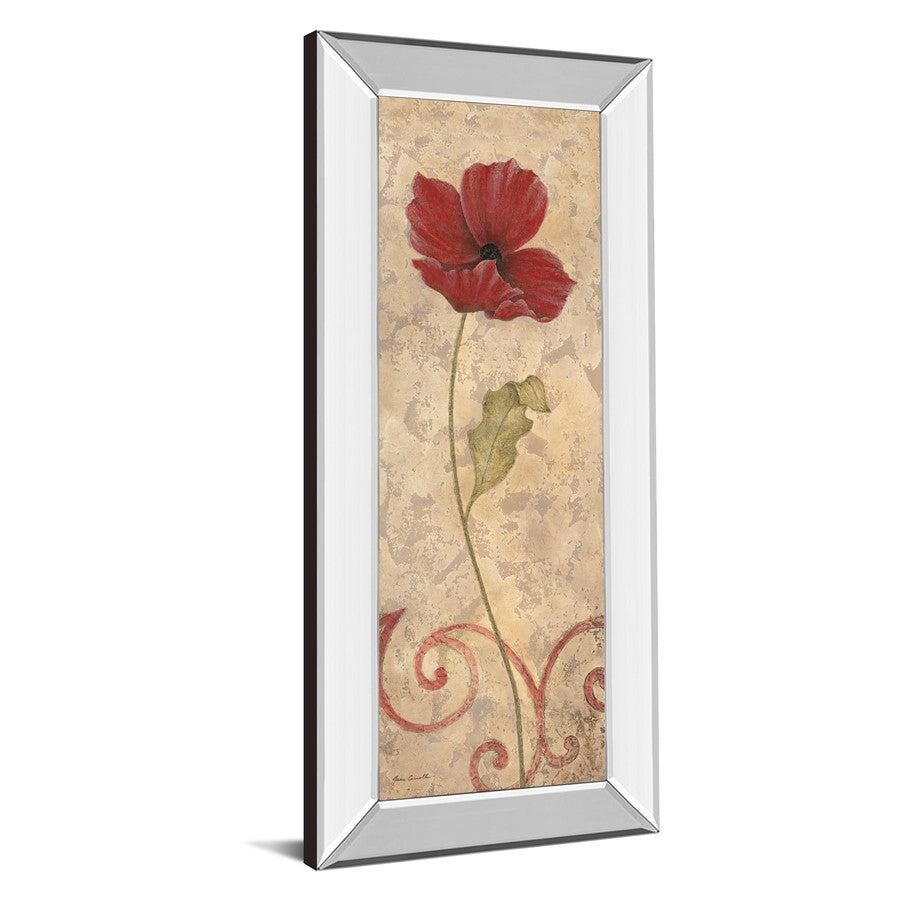 Classy Living Red Bloom 18x42in Wall Art | Contemporary Botanical Print with Mirrored Frame | Living Room & Bedroom Decor | 18 x 42 x 3 in | Model 1041MF