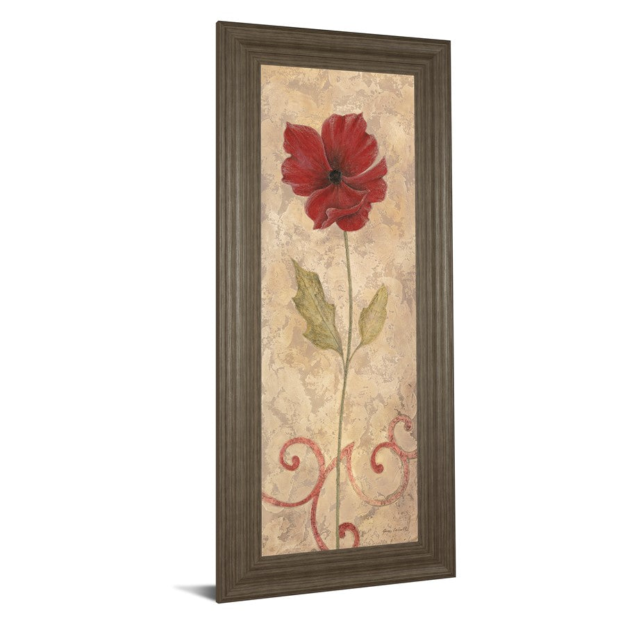 Classy Living Crimson Bloom Wall Art 18x42in | Contemporary Floral on Paper with MDF Tranquil Ash Frame | Living Room & Bedroom Botanical | Model 1042