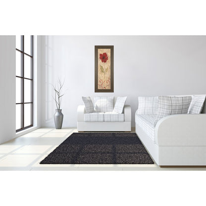 Classy Living Crimson Bloom Wall Art 18x42in | Contemporary Floral on Paper with MDF Tranquil Ash Frame | Living Room & Bedroom Botanical | Model 1042