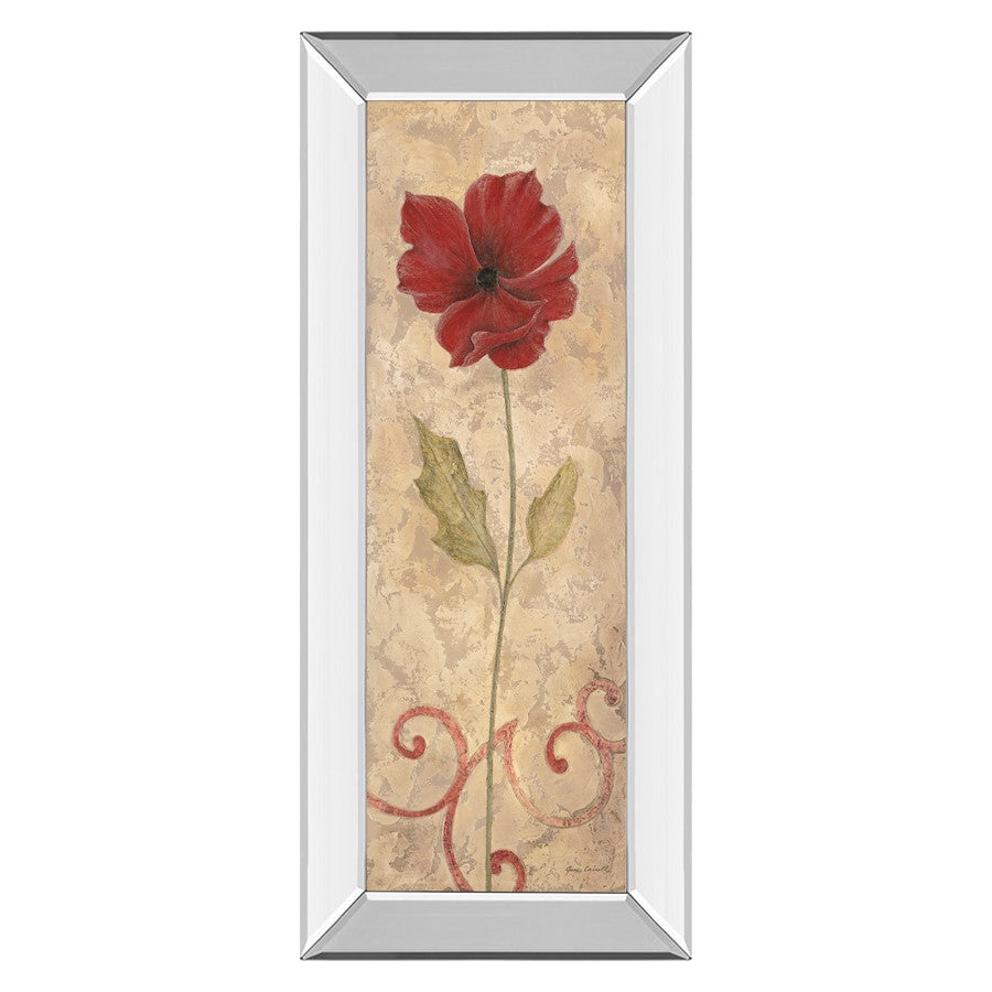 Classy Living Crimson Bloom 42in Vertical Wall Art | Contemporary Mirrored Frame and Paper Art | Living Room & Bedroom Botanical Decor | 18 | Model 1042MF