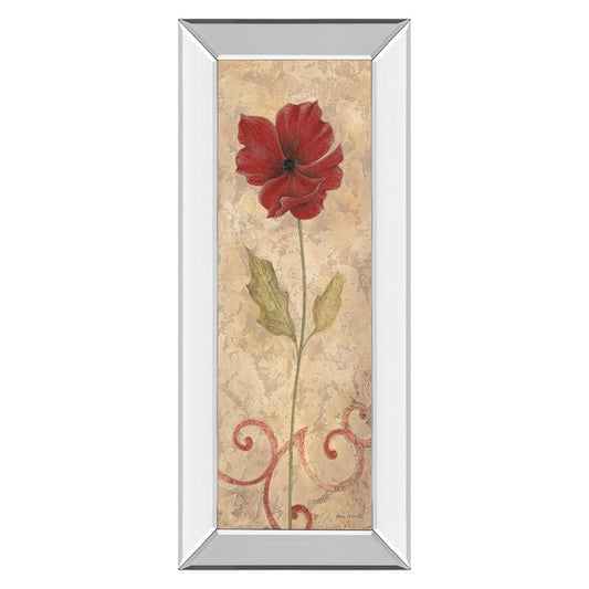 Classy Living Crimson Bloom 42in Vertical Wall Art | Contemporary Mirrored Frame and Paper Art | Living Room & Bedroom Botanical Decor | 18 | Model 1042MF