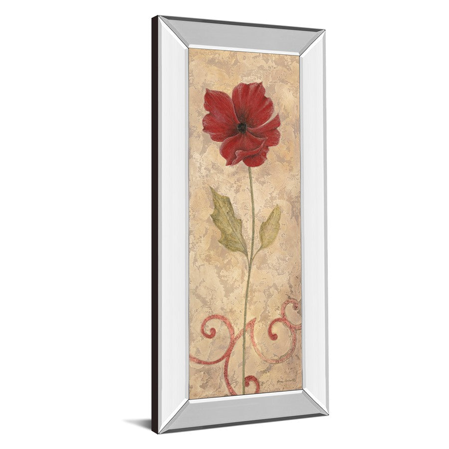 Classy Living Crimson Bloom 42in Vertical Wall Art | Contemporary Mirrored Frame and Paper Art | Living Room & Bedroom Botanical Decor | 18 | Model 1042MF