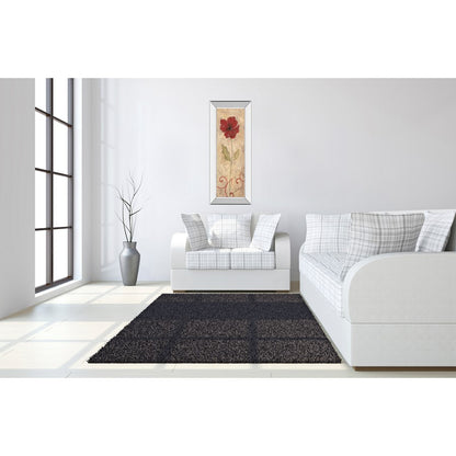 Classy Living Crimson Bloom 42in Vertical Wall Art | Contemporary Mirrored Frame and Paper Art | Living Room & Bedroom Botanical Decor | 18 | Model 1042MF