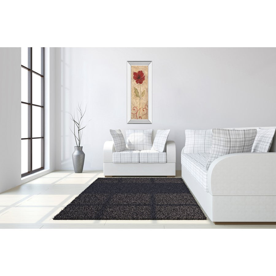 Classy Living Crimson Bloom 42in Vertical Wall Art | Contemporary Mirrored Frame and Paper Art | Living Room & Bedroom Botanical Decor | 18 | Model 1042MF