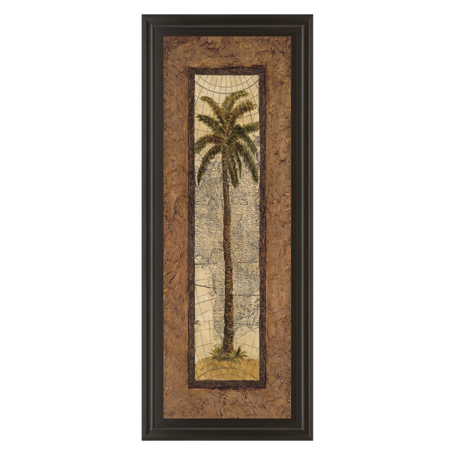 Classy Living Palm Terrain Study Wall Art 18x42in | Traditional Dark Chocolate MDF Frame with Paper Art | Living Room & Office Decor | 1 x 18 | Model 1056