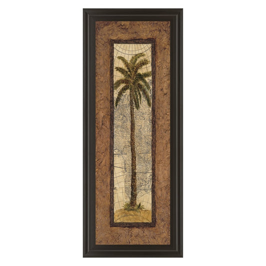 Classy Living Palm Terrain Study Wall Art 18x42in | Traditional Dark Chocolate MDF Frame with Paper Art | Living Room & Office Decor | 1 x 18 | Model 1056