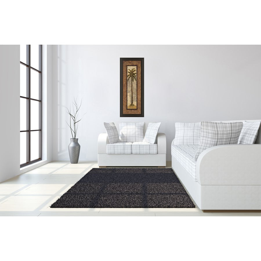 Classy Living Palm Terrain Study Wall Art 18x42in | Traditional Dark Chocolate MDF Frame with Paper Art | Living Room & Office Decor | 1 x 18 | Model 1056