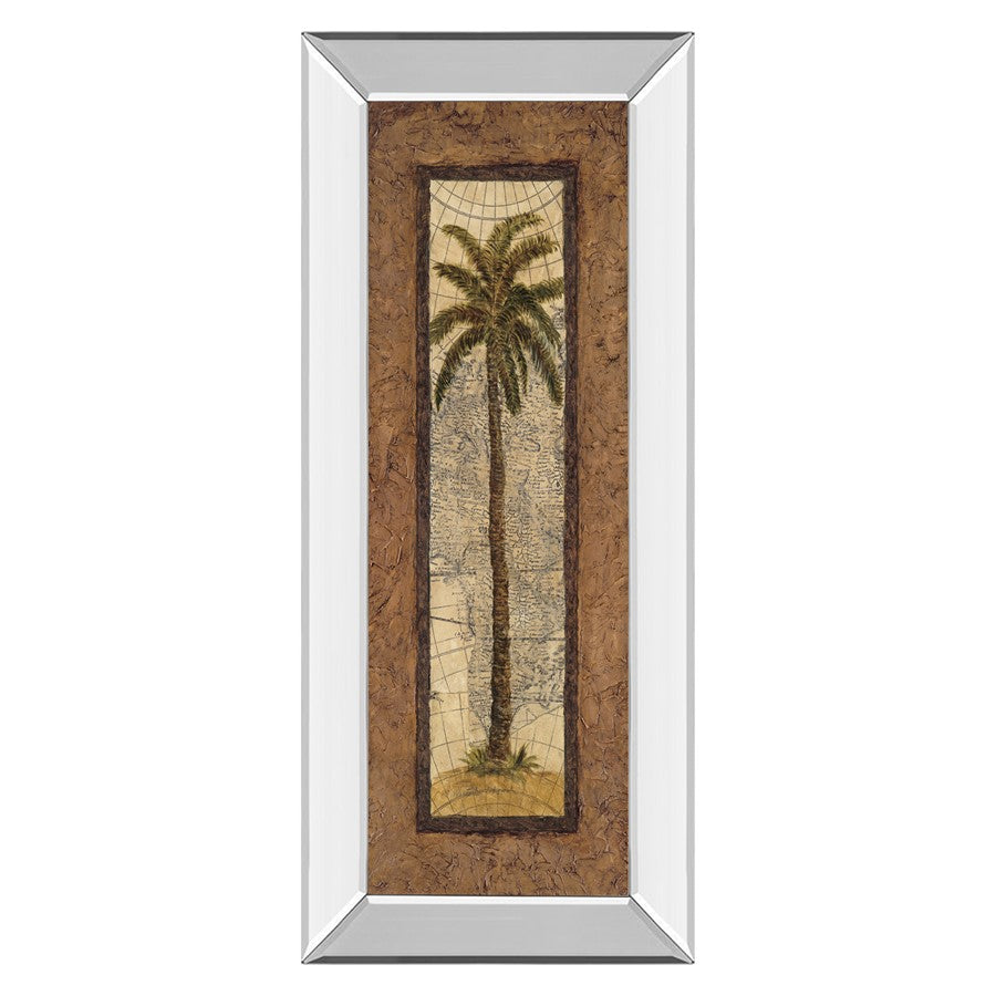 Classy Living Palm Terrain Study 18x42in Wall Art | Traditional Mirrored Frame with Palm Tree Map Artwork | Living Room & Office Decor | 18 | Model 1056MF