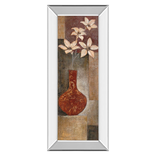 Classy Living Baroque Floral I 18x42in Wall Art | Traditional Floral Graphic Art in Mirrored Frame | Living Room & Bedroom Decor | 18 x 42 | Model 1062MF