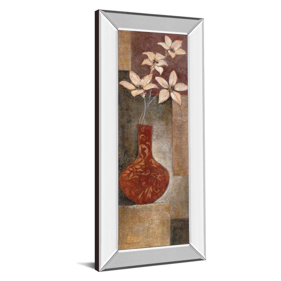 Classy Living Baroque Floral I 18x42in Wall Art | Traditional Floral Graphic Art in Mirrored Frame | Living Room & Bedroom Decor | 18 x 42 | Model 1062MF
