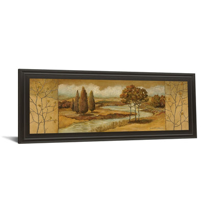 Classy Living Autumn River View 42x18in Wall Art | Transitional Landscape in Dark Chocolate MDF Frame | Living Room & Office Decor | 1 x 42 x | Model 1080