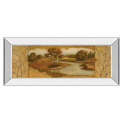 Classy Living Golden Meadow Stream 42x18in Wall Art | Transitional Mirrored Frame | Living Room & Office Decor | 42 x 18 x 3 in | Model 1081MF