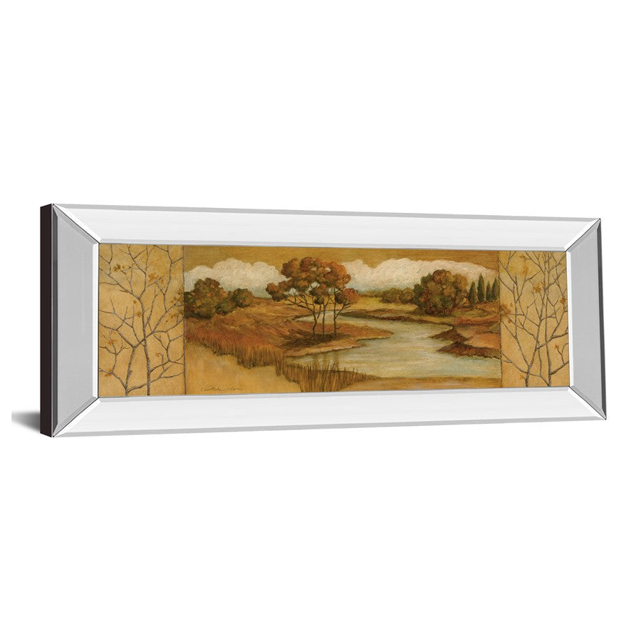Classy Living Golden Meadow Stream 42x18in Wall Art | Transitional Mirrored Frame | Living Room & Office Decor | 42 x 18 x 3 in | Model 1081MF