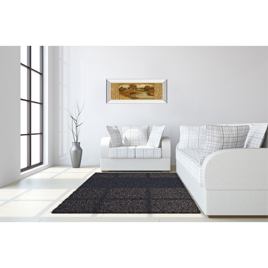 Classy Living Golden Meadow Stream 42x18in Wall Art | Transitional Mirrored Frame | Living Room & Office Decor | 42 x 18 x 3 in | Model 1081MF