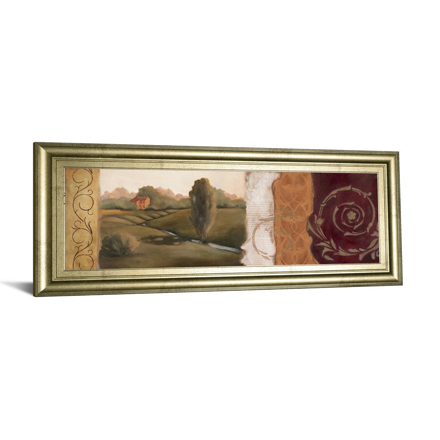 Classy Living Tuscan Harmony Wall Art 42x18in | Transitional Multicolor Paper Art in Crisp Chardonnay MDF Frame | Living Room & Office Decor | Model 1095