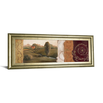 Classy Living Tuscan Harmony Wall Art 42x18in | Transitional Multicolor Paper Art in Crisp Chardonnay MDF Frame | Living Room & Office Decor | Model 1095