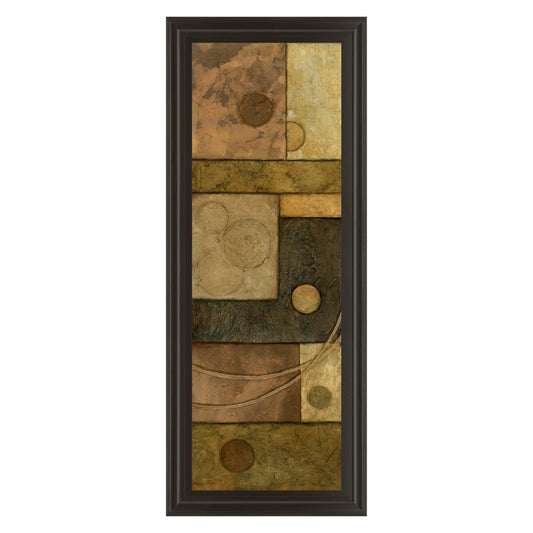 Classy Living Golden Circuit 18x42in Rectangular Wall Art | Transitional Multicolor Mixed Media on Paper in Dark Chocolate MDF Frame | Living | Model 1098