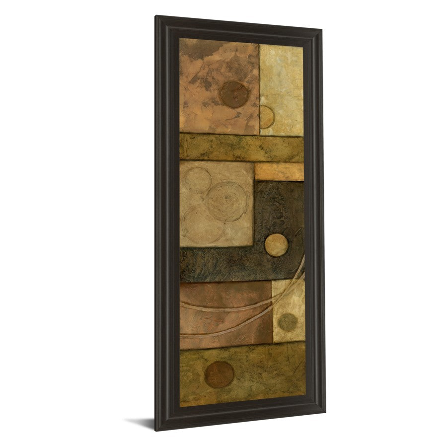 Classy Living Golden Circuit 18x42in Rectangular Wall Art | Transitional Multicolor Mixed Media on Paper in Dark Chocolate MDF Frame | Living | Model 1098