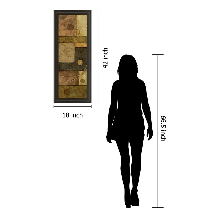 Classy Living Golden Circuit 18x42in Rectangular Wall Art | Transitional Multicolor Mixed Media on Paper in Dark Chocolate MDF Frame | Living | Model 1098