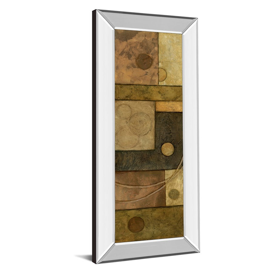 Classy Living Golden Circuit 18x42in Wall Art | Transitional Mixed Media on Paper in Mirrored Frame | Living Room & Office Decor | 18 x 42 | Model 1098MF