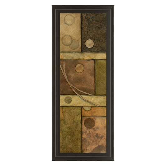 Classy Living Earth Circle Harmony 18x42in Wall Art | Transitional Mixed Media on Paper in Dark Chocolate MDF Frame | Living Room & Office | Model 1099