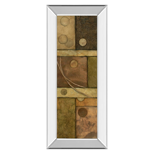 Classy Living Earth Circle Harmony 18x42in Wall Art | Transitional Mixed Media with Mirrored Frame | Living Room & Bedroom Decor | 18 x 42 | Model 1099MF