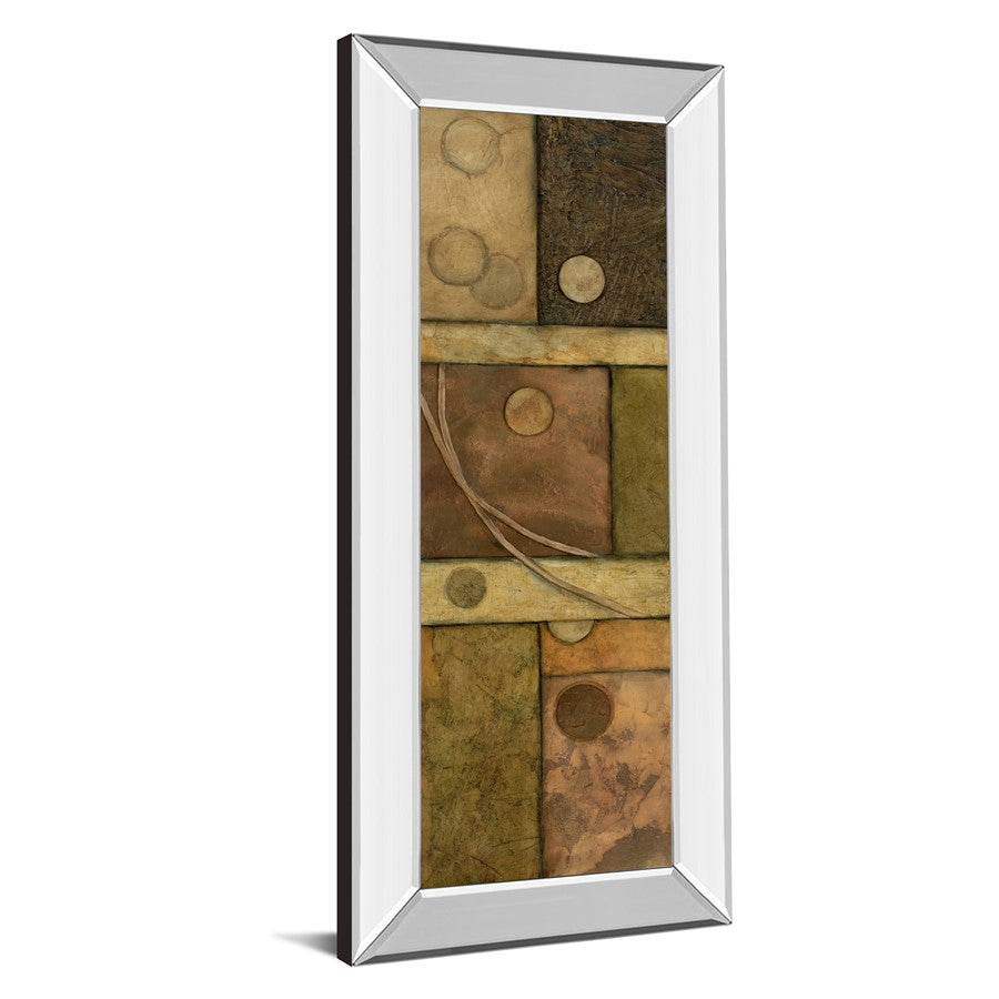 Classy Living Earth Circle Harmony 18x42in Wall Art | Transitional Mixed Media with Mirrored Frame | Living Room & Bedroom Decor | 18 x 42 | Model 1099MF
