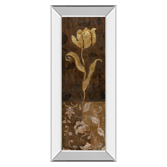 Classy Living Golden Tulip II 18x42in Wall Art | Transitional Mirrored Frame with Glass | Living Room & Office Decor | 18 x 42 x 3 in | Model 1106MF