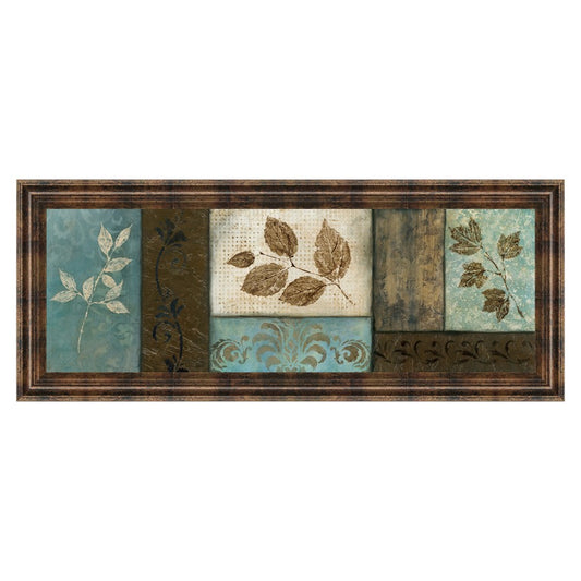 Classy Living Frosty Morning I Wall Art 42x18in | Transitional Multicolor Botanical Print in Dark Chocolate MDF Frame | Living Room & Office | Model 1145