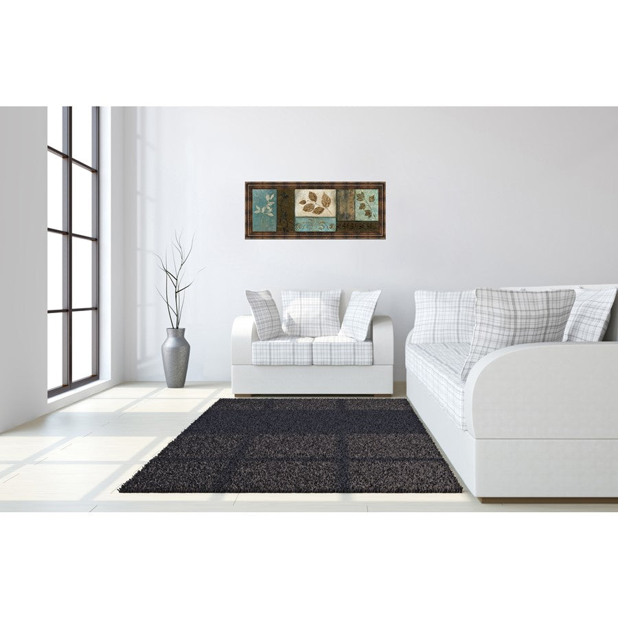 Classy Living Frosty Morning I Wall Art 42x18in | Transitional Multicolor Botanical Print in Dark Chocolate MDF Frame | Living Room & Office | Model 1145