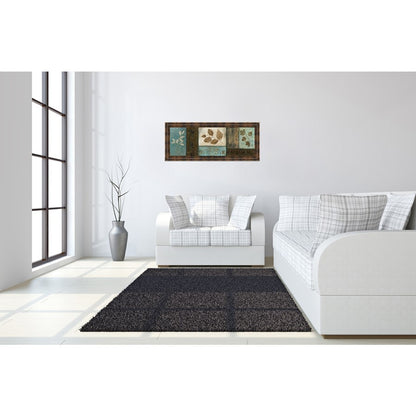 Classy Living Frosty Morning I Wall Art 42x18in | Transitional Multicolor Botanical Print in Dark Chocolate MDF Frame | Living Room & Office | Model 1145