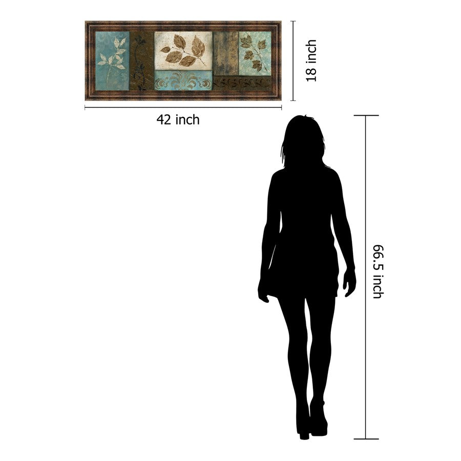 Classy Living Frosty Morning I Wall Art 42x18in | Transitional Multicolor Botanical Print in Dark Chocolate MDF Frame | Living Room & Office | Model 1145