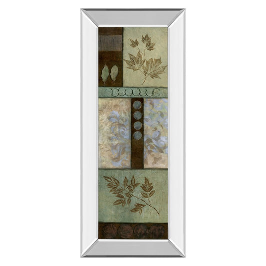 Classy Living Verdant Leaf Collage 18x42in Wall Art | Transitional Mirrored Frame | Living Room & Bedroom Botanical Decor | 18 x 42 x 3 in | Model 1150MF
