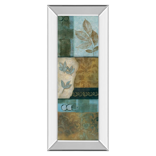 Classy Living Verdant Leaf Mosaic Wall Art 18x42in | Transitional Mirrored Frame | Living Room & Bedroom Decor | 18 x 42 x 3 in | Model 1155MF