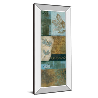Classy Living Verdant Leaf Mosaic Wall Art 18x42in | Transitional Mirrored Frame | Living Room & Bedroom Decor | 18 x 42 x 3 in | Model 1155MF