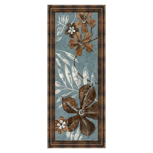 Classy Living Denim Garden 18x42in Wall Art | Contemporary Multicolor Paper on MDF in Dark Chocolate Frame | Living Room & Bedroom Decor | 1 | Model 1162