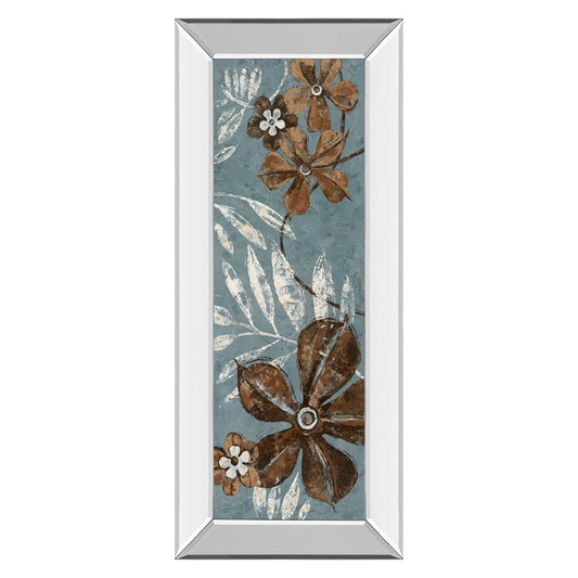 Classy Living Denim Garden Wall Art 18x42in | Contemporary Multicolor Paper Art with Mirrored Frame | Living Room & Bedroom Wall Decor | 18 | Model 1162MF