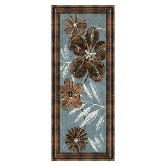 Classy Living Denim Garden II 18x42in Wall Art | Contemporary Graphic Art on Paper with Dark Chocolate MDF Frame | Living Room & Office Decor | Model 1163