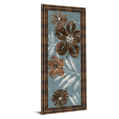 Classy Living Denim Garden II 18x42in Wall Art | Contemporary Graphic Art on Paper with Dark Chocolate MDF Frame | Living Room & Office Decor | Model 1163